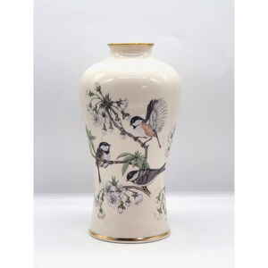 Lenox George Washington Vase Presidential Garden Collection Chickadees 10"